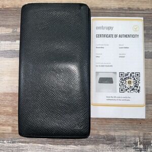 Louis Vuitton Taiga Leather Long Wallet Black Authentic Comes With COA